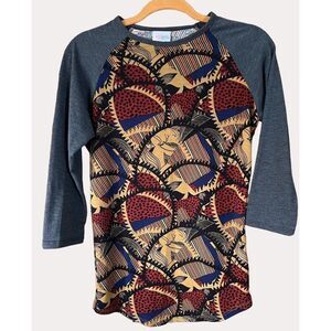 LulaRoe Randy Raglan Sleeve Top Knit Blouse Abstract Print NWOT XXS